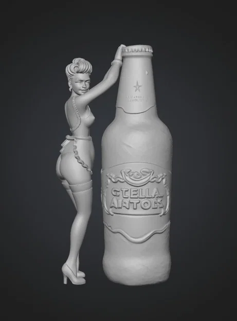 Mô hình trang trí Pin-Up Girl bên chai bia Stella Artois - Image 1