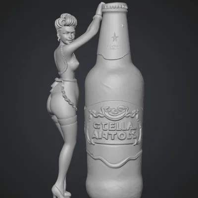 Mô hình trang trí Pin-Up Girl bên chai bia Stella Artois