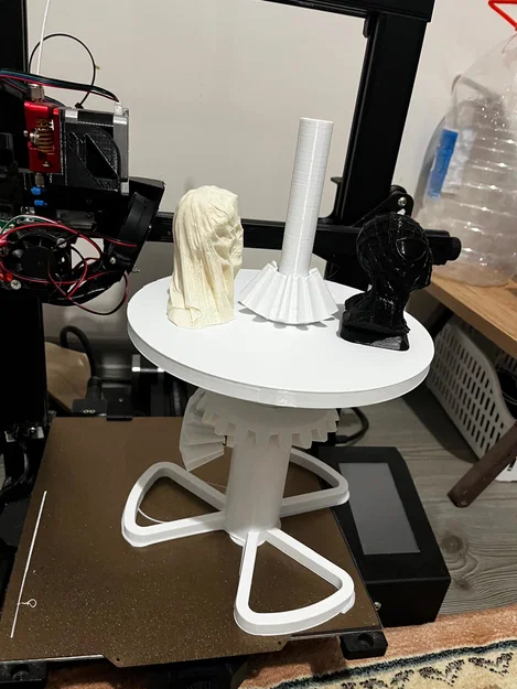 Bàn xoay trưng bày mô hình 3D cơ học có tay quay - Image 2