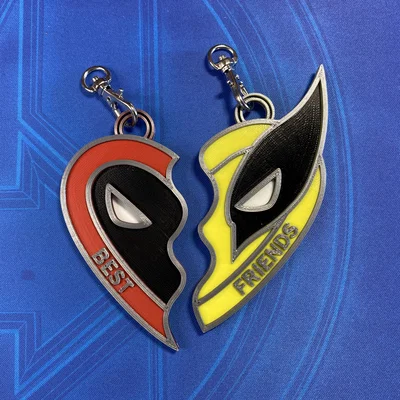 Móc khóa mặt dây chuyền trái tim vỡ Deadpool Wolverine