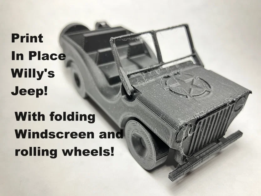 Willy's Jeep in-place (Print-In-Place) – Kính chắn gió gập được - Image 1