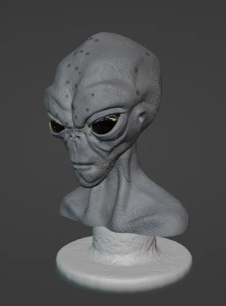 Mô hình tượng bán thân người ngoài hành tinh Grey Alien Bust 3D - Image 1