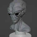 Mô hình tượng bán thân người ngoài hành tinh Grey Alien Bust 3D - Thumbnail 1