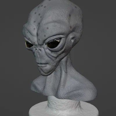 Mô hình tượng bán thân người ngoài hành tinh Grey Alien Bust 3D