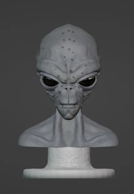 Mô hình tượng bán thân người ngoài hành tinh Grey Alien Bust 3D - Image 2