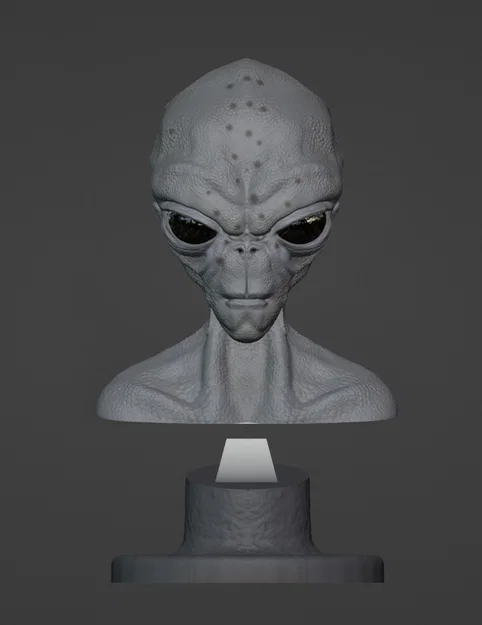 Mô hình tượng bán thân người ngoài hành tinh Grey Alien Bust 3D - Image 3