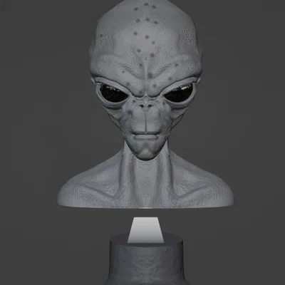 Mô hình tượng bán thân người ngoài hành tinh Grey Alien Bust 3D
