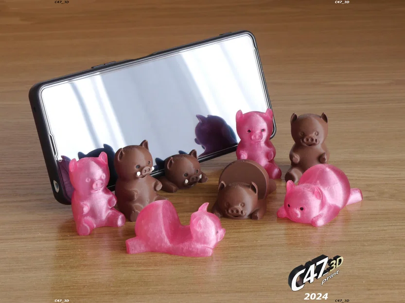 Piggy Set – Bộ Heo Mini & Boar (Phone Stand/Keyring/Earrings) - Image 1