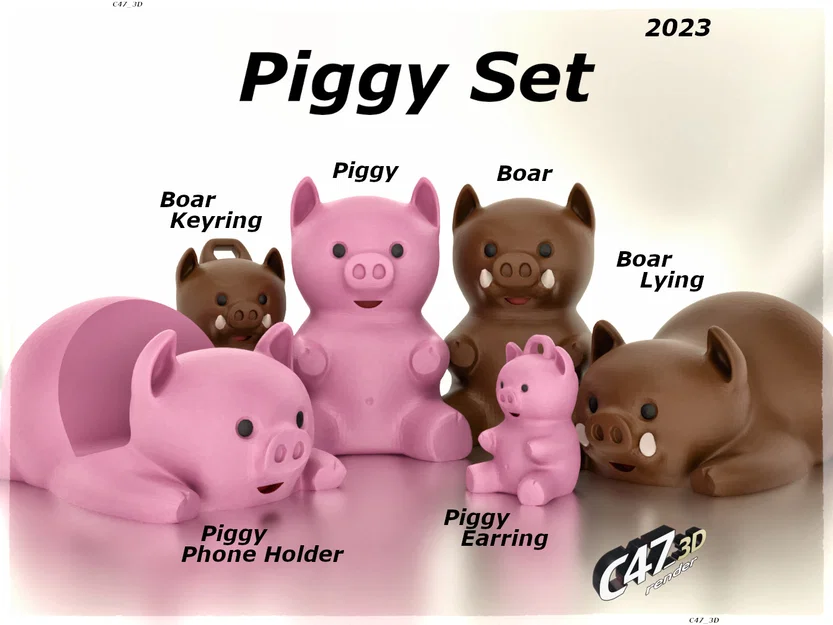 Piggy Set – Bộ Heo Mini & Boar (Phone Stand/Keyring/Earrings) - Image 6