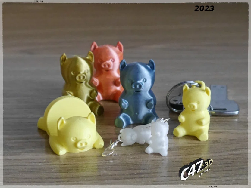 Piggy Set – Bộ Heo Mini & Boar (Phone Stand/Keyring/Earrings) - Image 7