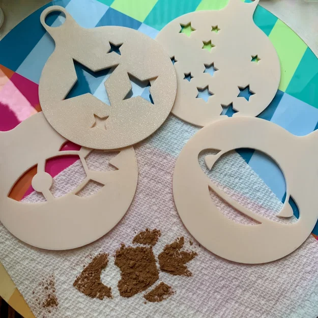 Stencil Cà Phê Chủ Đề Không Gian (cho Cappuccino, Latte, Cocoa) - Image 1