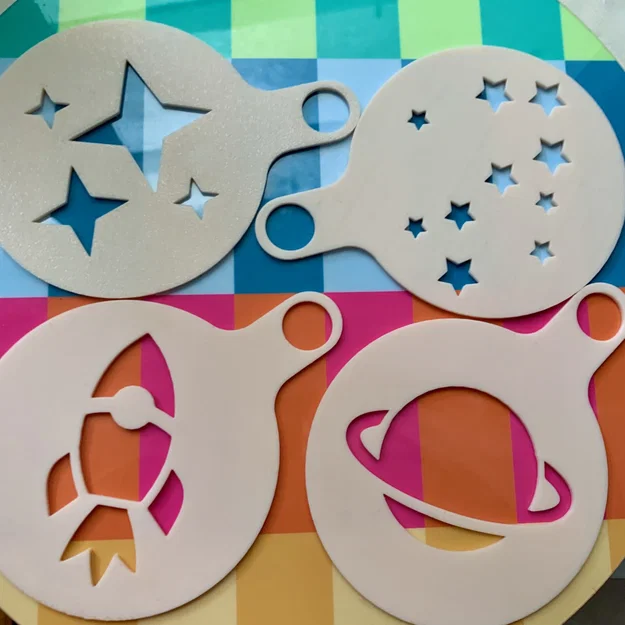 Stencil Cà Phê Chủ Đề Không Gian (cho Cappuccino, Latte, Cocoa) - Image 2