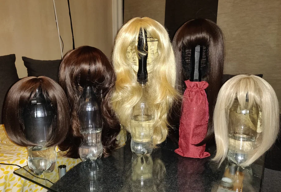 Giá Đỡ Tóc Giả Từ Chai Nước Ngọt (Bottle Wig Stand) - Image 3