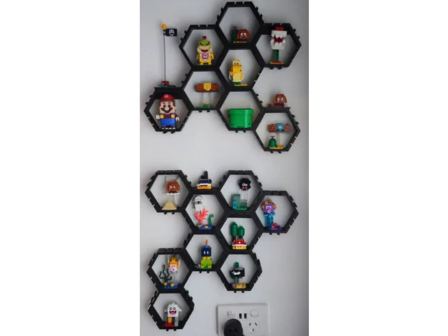 Kệ Trưng Bày Lục Giác cho Mario Minifigs (kèm ngàm gắn tường) - Image 3