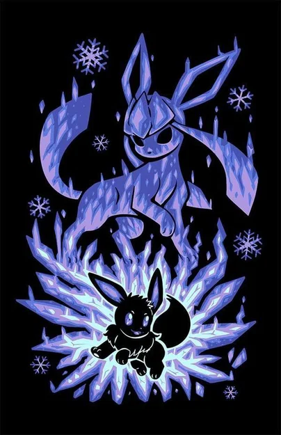 Eevee/Glaceon Evolution Hueforge Art - STL Hueforge - Image 1
