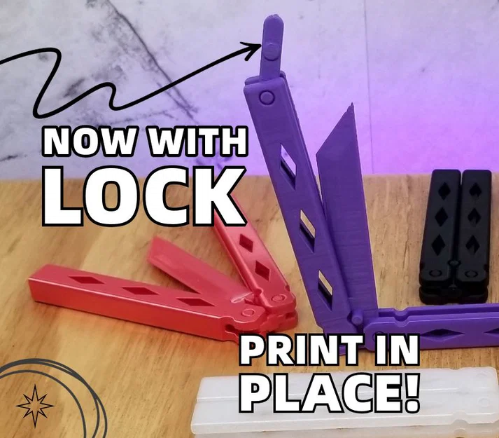 Dao bướm có khóa - Print in Place - Balisong - Image 1