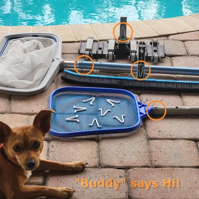 Kẹp bướm chữ V lò xo gắn phụ kiện vệ sinh vào cán hồ bơi