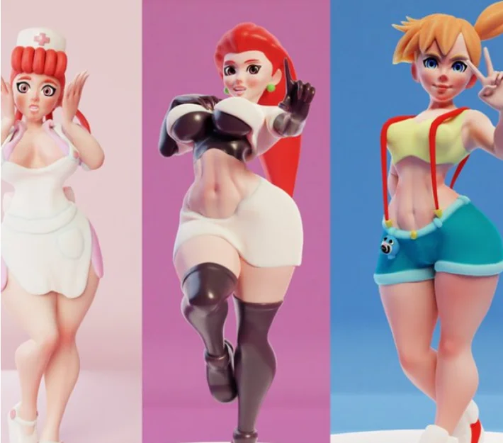 Mô hình PokiGrills Trio: Jesse, Joyful và Mistycal 3D chất lượng - Image 1