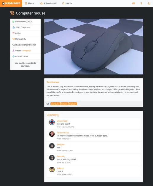 Mô hình chuột máy tính 3D (Computer Mouse Model) chất lượng cao - Image 2
