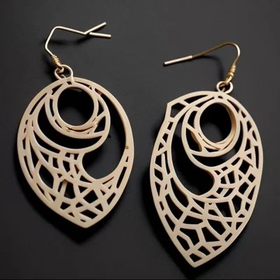 Bông tai chiếc lá (Leaf Earrings) in 3D