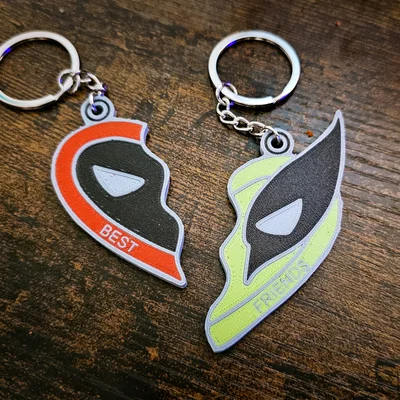 Móc khóa cặp đôi Deadpool & Wolverine (trái tim ghép) | DEADPOOL AND WOLVERINE LLAVERO PARA PAREJAS