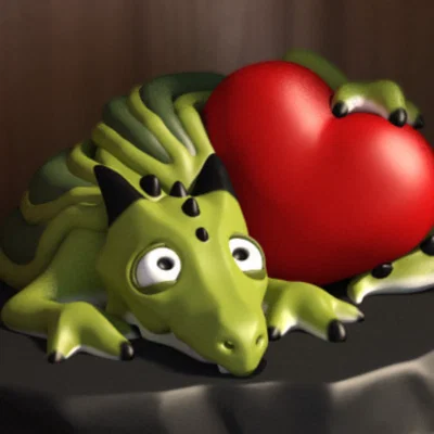Mô hình chú rồng Pet monster ôm trái tim quà tặng Valentine 3D