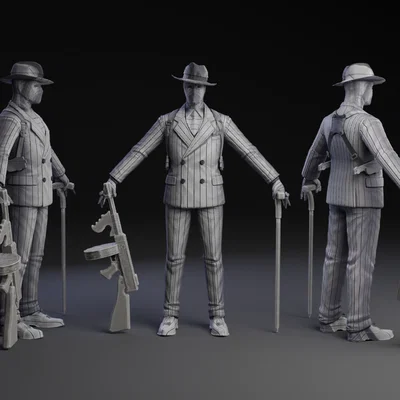 Mô hình 3D Deadpool phong cách Gangster thập niên 1920 ấn tượng