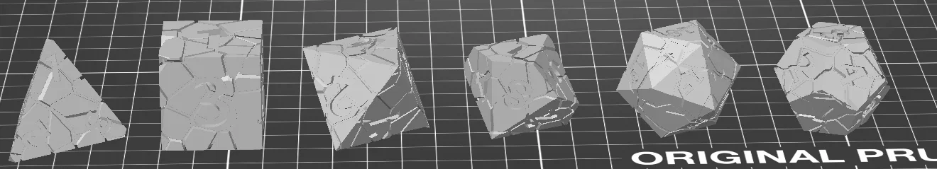 Bộ xúc xắc Cracked D&D (D4-D20) tối ưu cho in 3D - Image 1