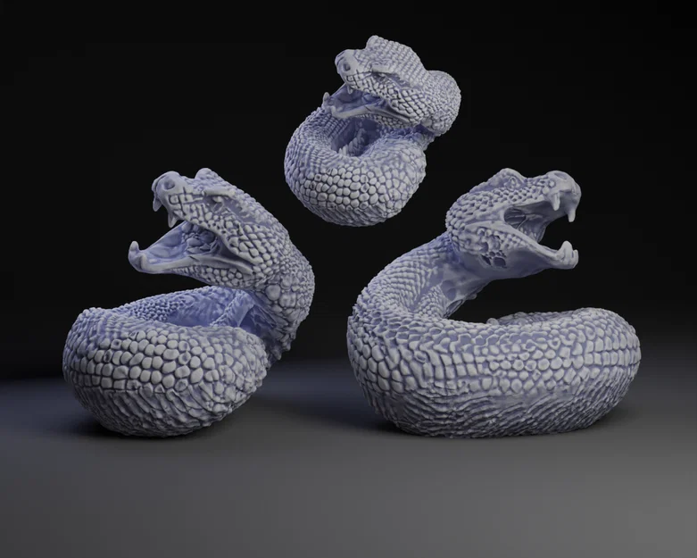 Mô hình rắn cuộn 3D (Coiled Snake) chi tiết và sắc nét - Image 1