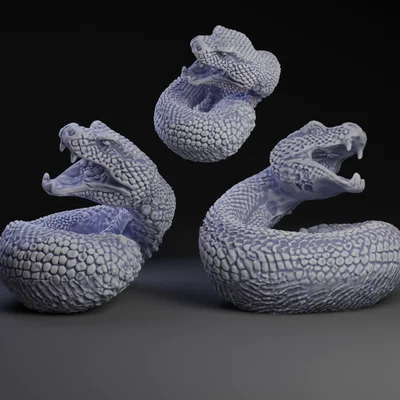 Mô hình rắn cuộn 3D (Coiled Snake) chi tiết và sắc nét
