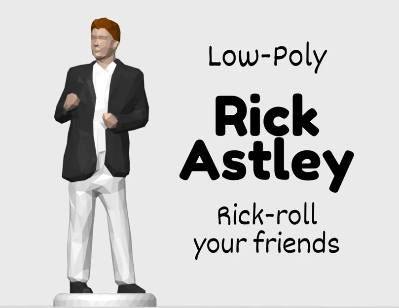 Mô hình Rick Astley phong cách Low Poly - Đồ trang trí in 3D độc đáo - Image 1