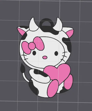 Móc khóa Hello Kitty phiên bản bò sữa đáng yêu - File in 3D - Image 2