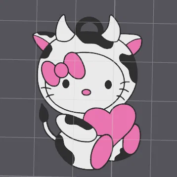 Móc khóa Hello Kitty phiên bản bò sữa đáng yêu - File in 3D