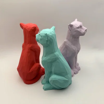 Mô hình mèo LowPoly Sitting Cat trang trí để bàn cực đẹp