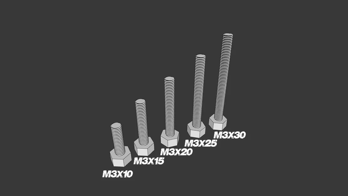 Bộ file in 3D ốc vít và đai ốc M3 (10mm - 30mm) đa năng - Image 1