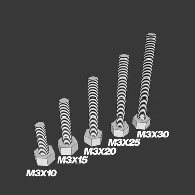 Bộ file in 3D ốc vít và đai ốc M3 (10mm - 30mm) đa năng