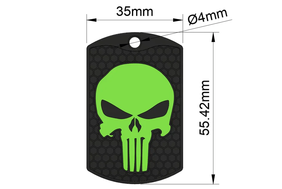 Móc khóa mặt dây chuyền biểu tượng Punisher độc đáo cho in 3D - Image 2