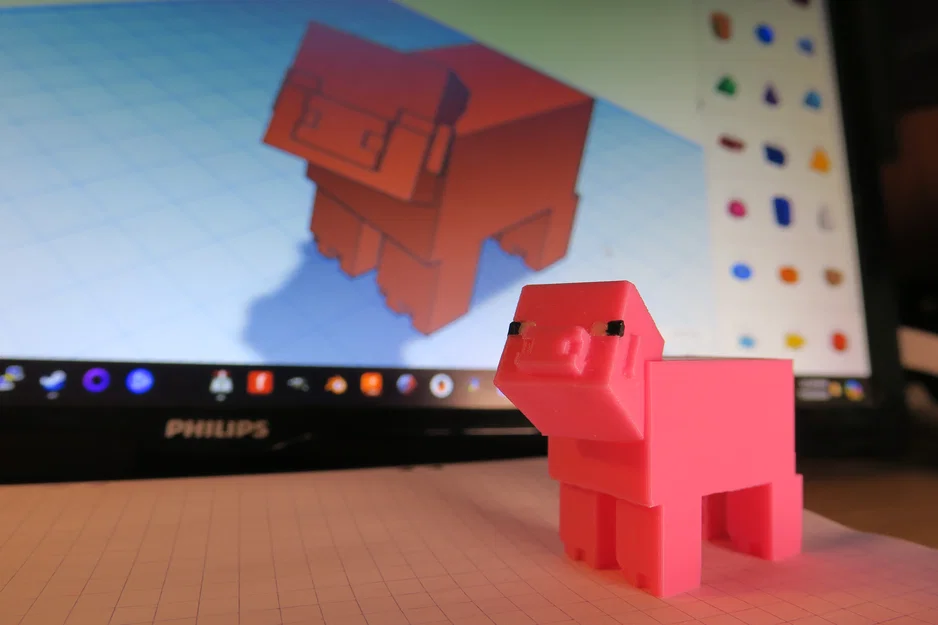 Mô hình chú heo Minecraft 3D dễ thương trang trí bàn học - Image 2