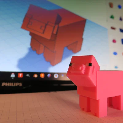 Mô hình chú heo Minecraft 3D dễ thương trang trí bàn học