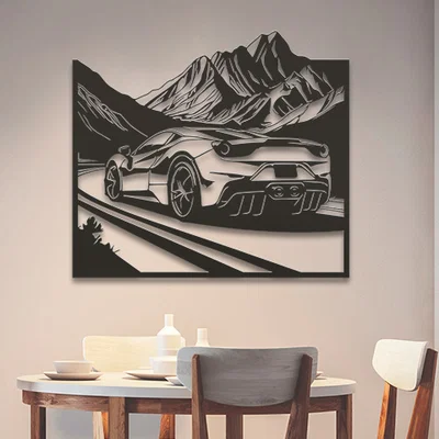 Mô hình tranh treo tường 3D siêu xe Ferrari nghệ thuật