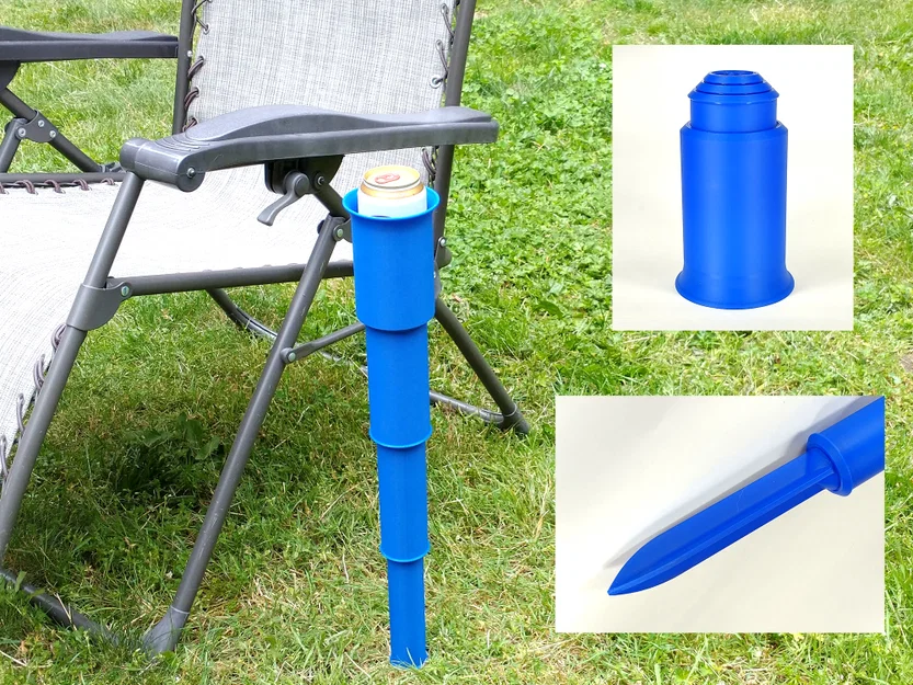Cọc cắm giữ ly gấp gọn (print-in-place) - Collapsible Cup Holder Spike - Image 1