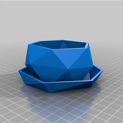 Chậu trồng cây mini phong cách Low-Poly có khay thoát nước độc đáo