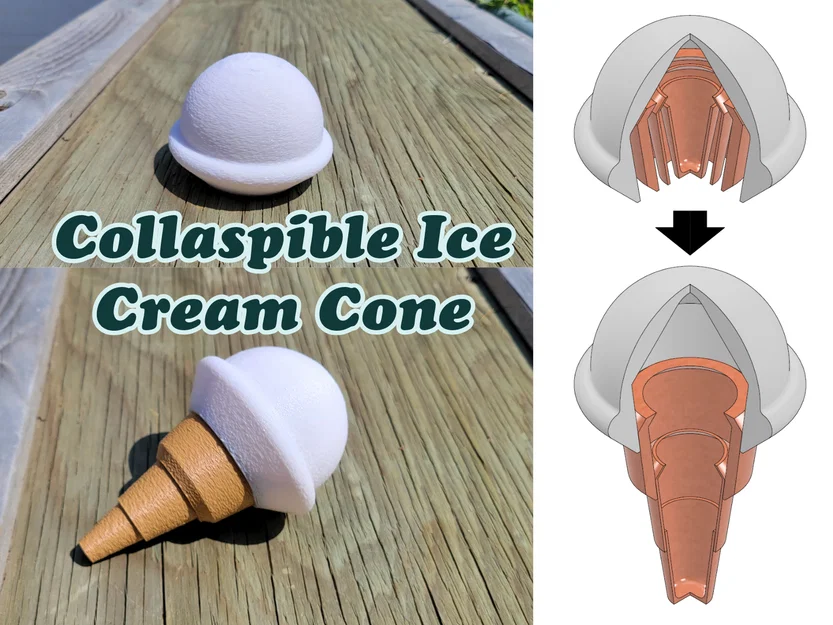 Mô hình ốc quế kem xếp gọn in 3D (Collapsible Ice Cream Cone) - Image 1