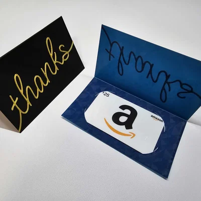 Thiệp gấp giữ Gift Card 3x5 chữ “thanks” | Thiệp cảm ơn | Tip