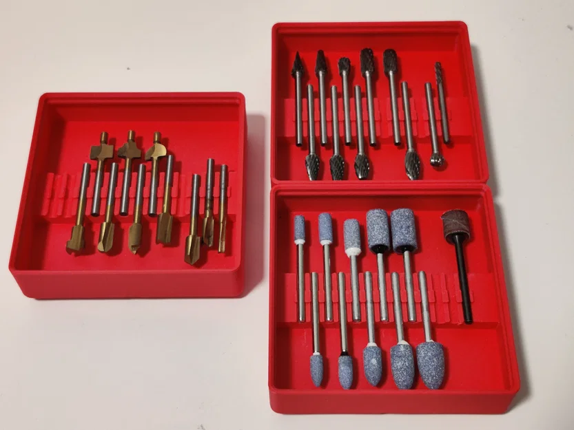 Khay giữ mũi Dremel ngang Gridfinity 2x2x3U (xếp chồng) - Image 1