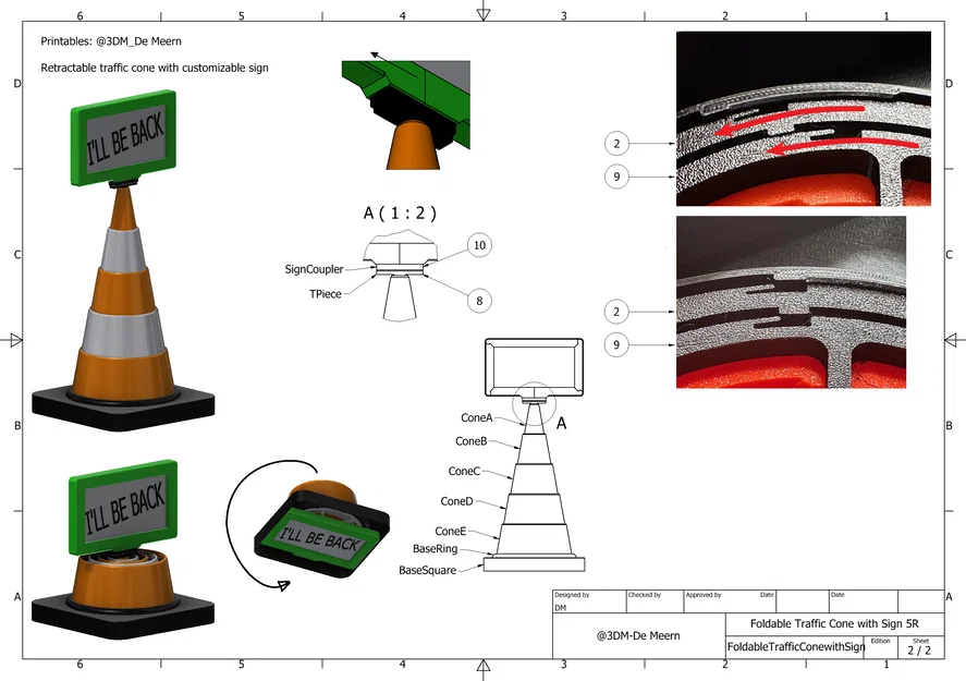 Cọc tiêu giao thông gấp gọn kèm bảng Sign (dùng cho van life) - Image 6