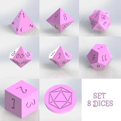 Bộ 8 Xúc Xắc (Dice) cho In DLP