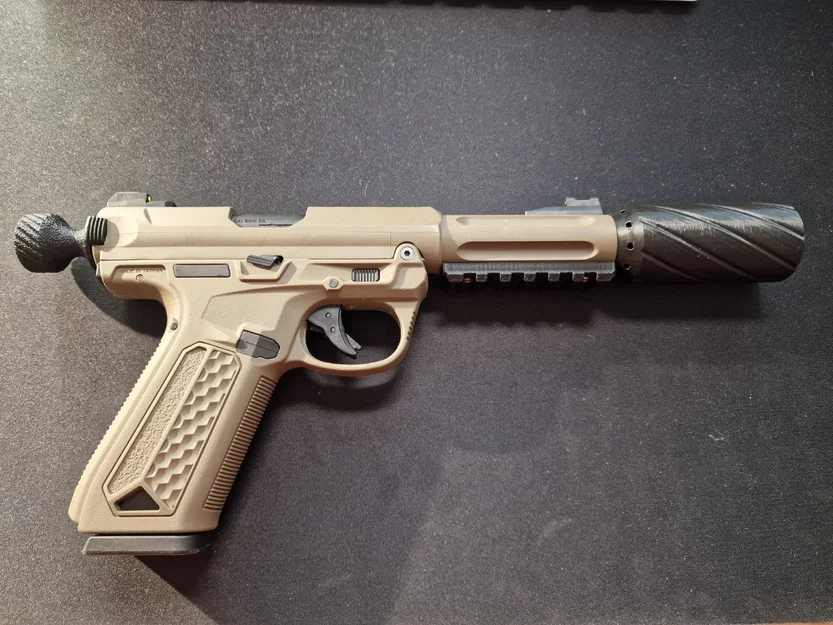 Ống giảm thanh trang trí cho súng Airsoft AAP01 (File in 3D) - Image 1