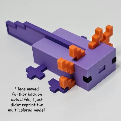 Mô hình Minecraft Axolotl Remix (Phiên bản in 3D đa màu sắc)