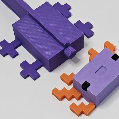 Mô hình Minecraft Axolotl Remix (Phiên bản in 3D đa màu sắc)